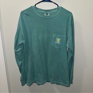 Salty Dog Cafe Long Sleeve Pocket Tee - Comfort Colors Green Size Large